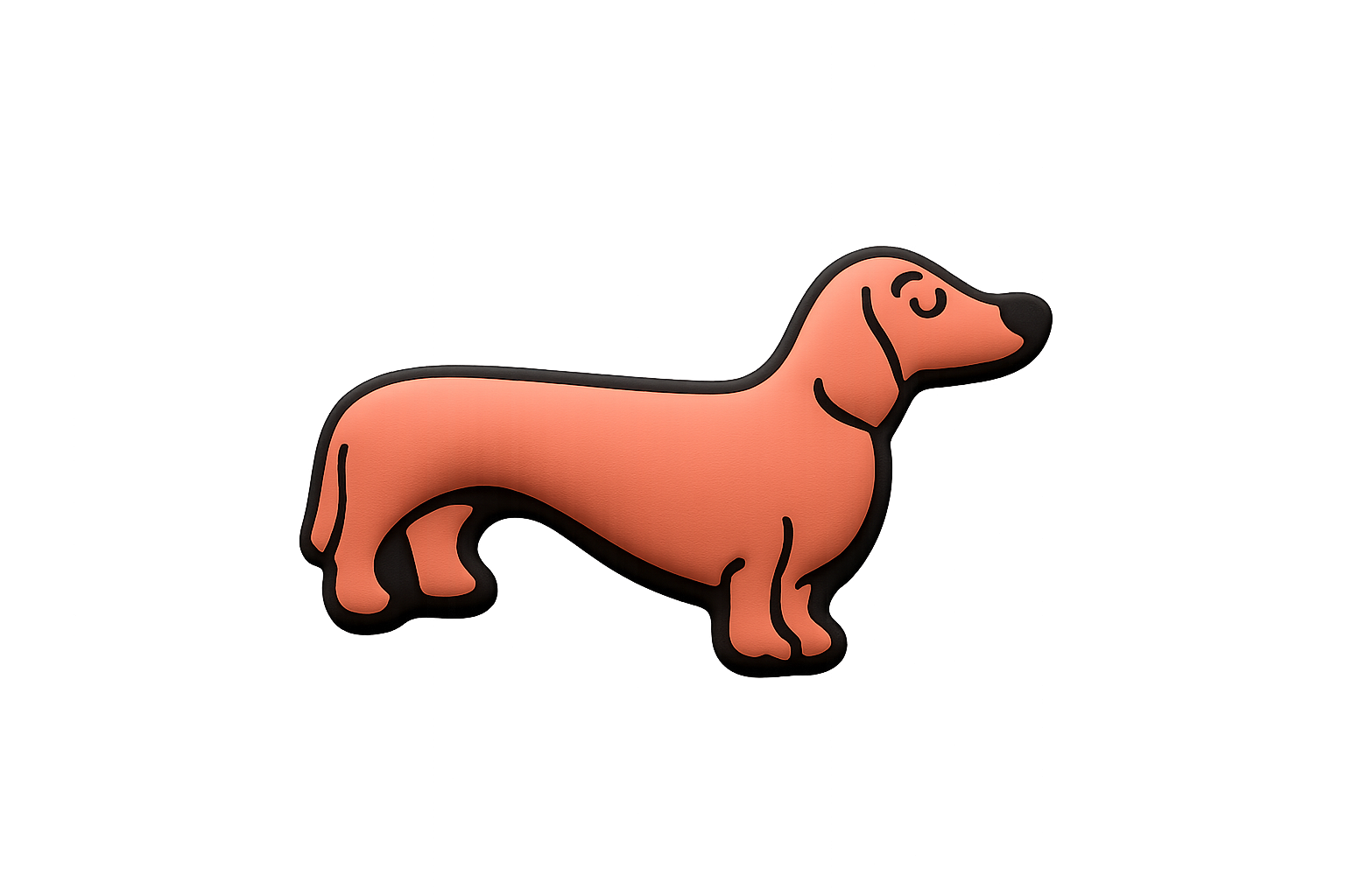 Dachshund-shaped rubber keychain, pink and black dog accessory, fun pet-themed decor, perfect for dog lovers, trendy gift idea.