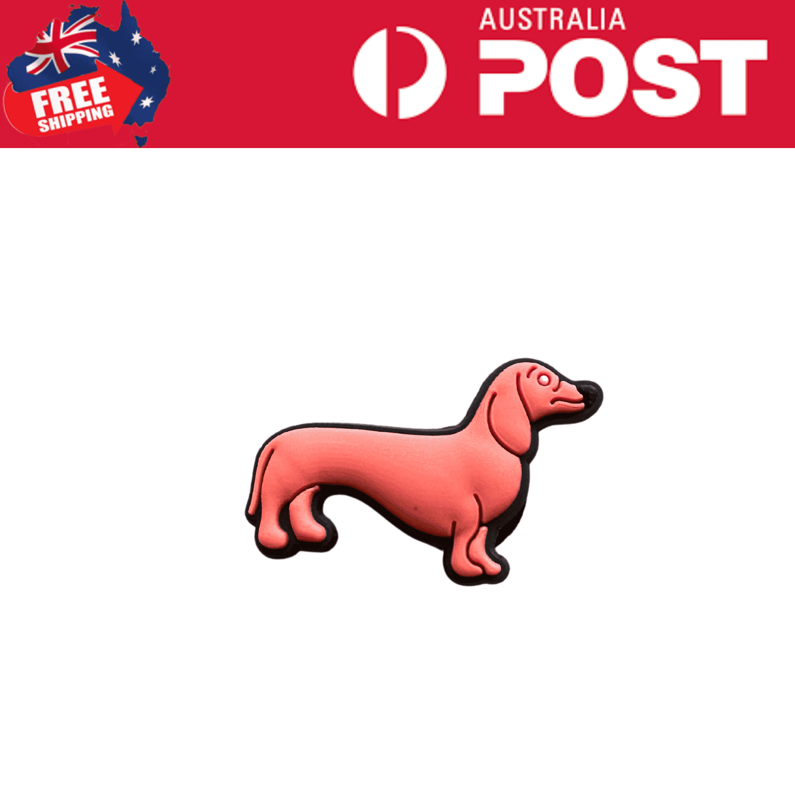 Dachshund-shaped rubber keychain, pink and black dog accessory, fun pet-themed decor, perfect for dog lovers, trendy gift idea.