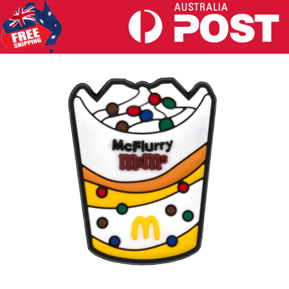 Colorful McDonald's McFlurry enamel pin badge with M&M's design, vibrant dessert-themed accessory.