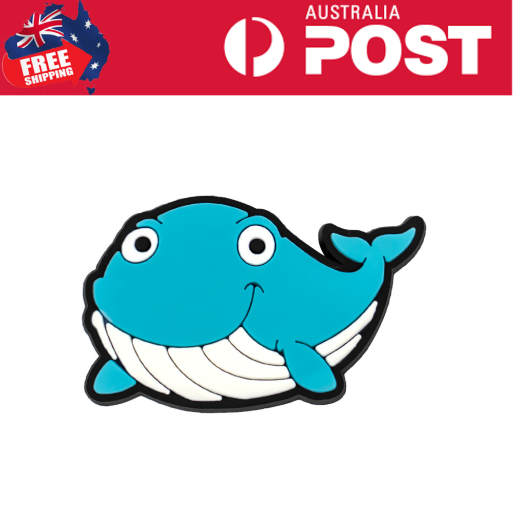 Blue cartoon whale sticker, fun marine animal decal, perfect for kids' decor or accessories.