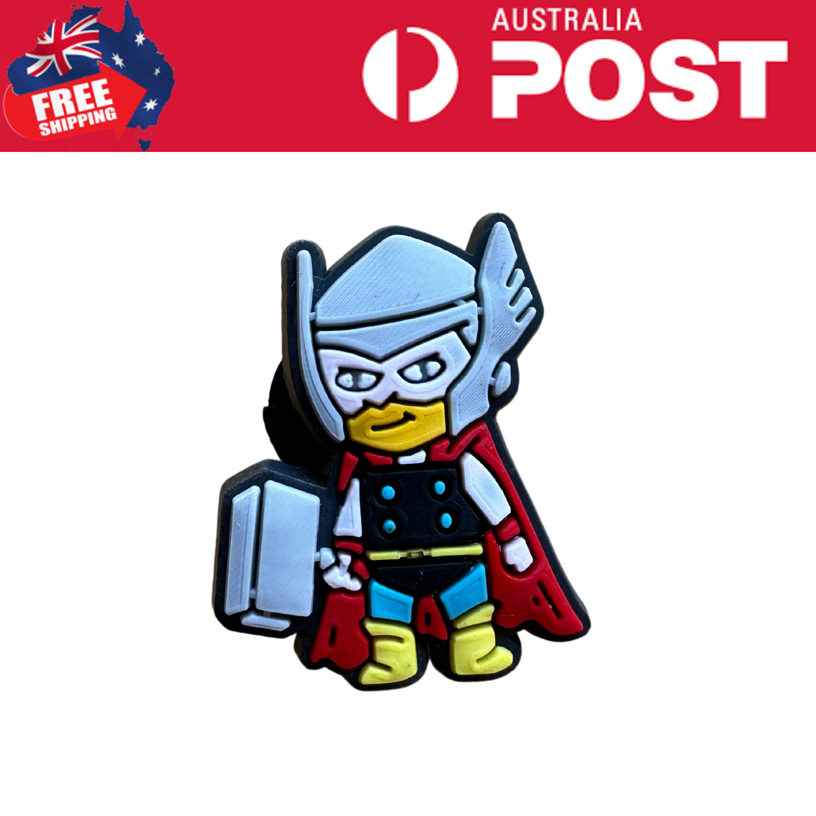 Colorful superhero rubber keychain with Thor design, perfect for fans and collectibles.