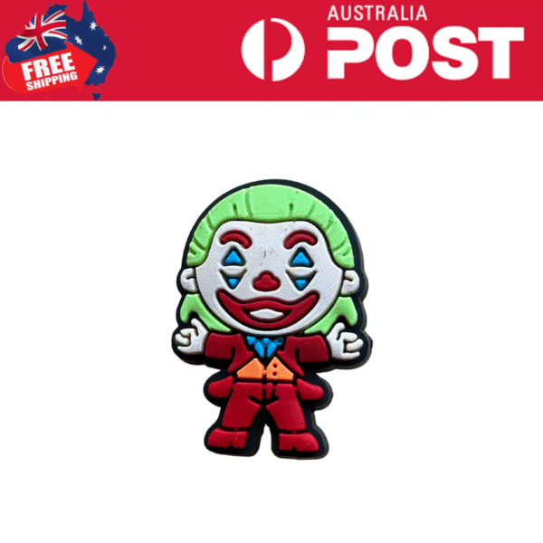Joker clown character rubber keychain, colorful fun accessory, perfect for themed collectibles.