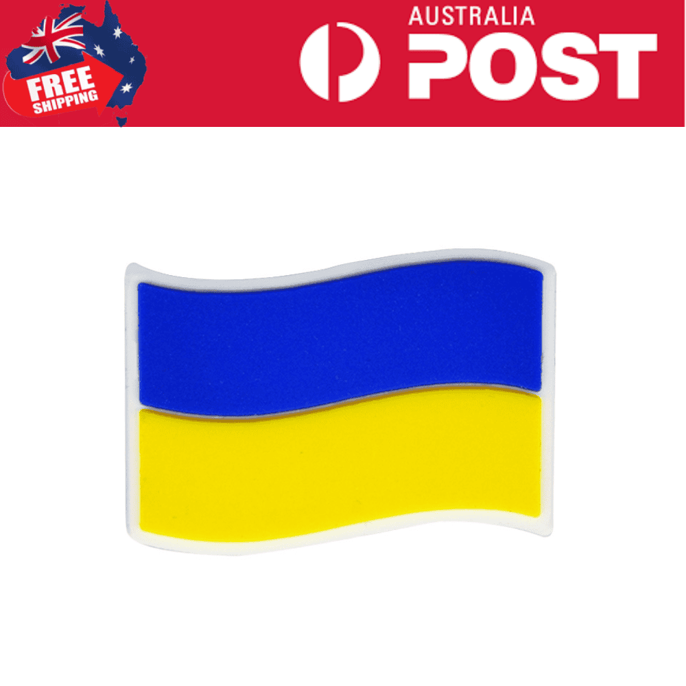 Blue and yellow Ukrainian flag enamel pin, patriotic jewelry accessory, Ukrainian pride lapel pin, Mr. Charms Australia.