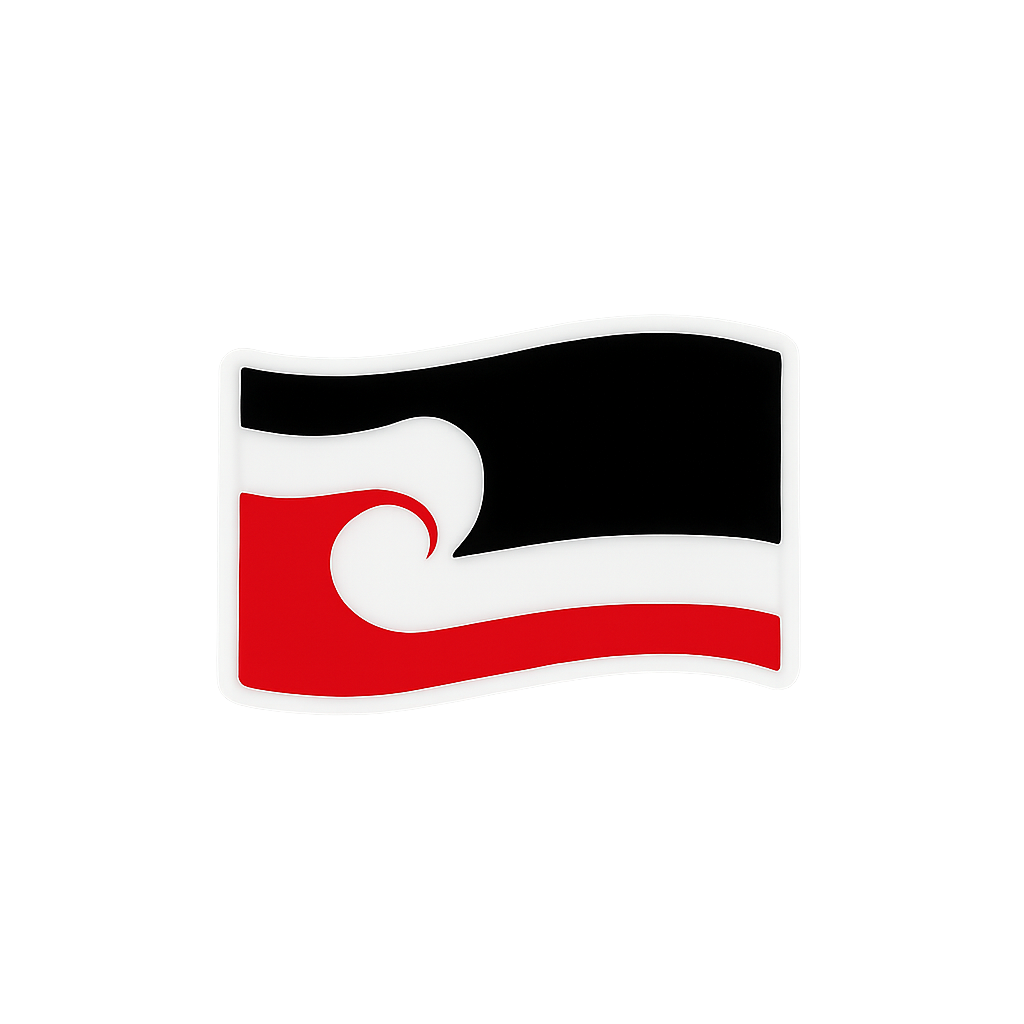 Black, red, and white flag enamel pin with a wave design, suitable for Australian post shipping packaging.