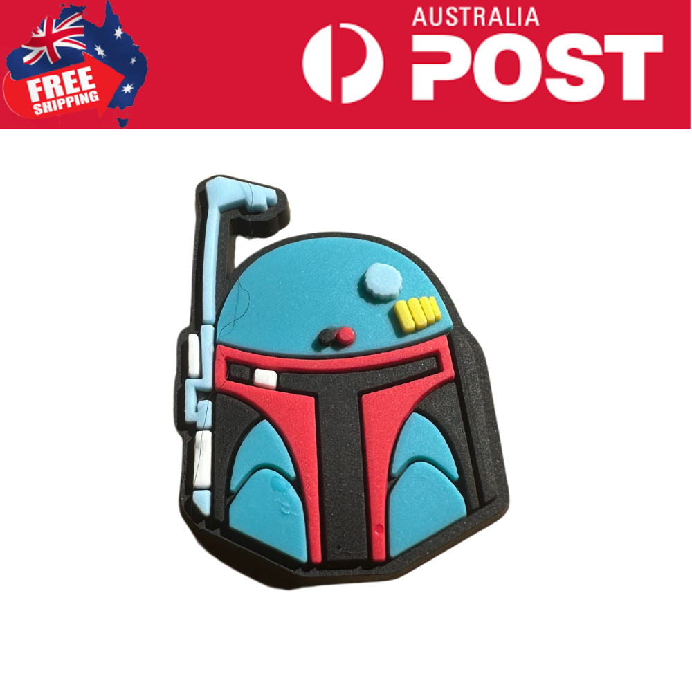 Boba Fett inspired cookie decorated with colorful fondant, perfect for Star Wars themed treats.