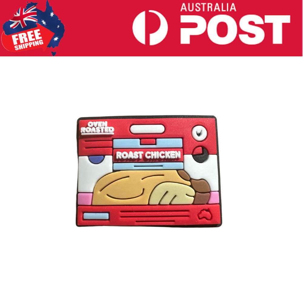 Colorful rubber chicken-themed soap holder with oven roasted and roast chicken labels, kitchen decor accessory.