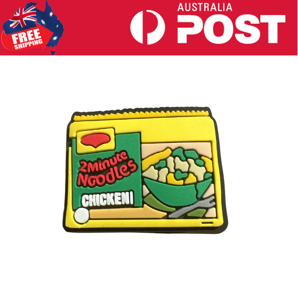 Bright colorful rubber keychain designed as instant noodles with chicken flavor, perfect for fun accessories and collectibles.