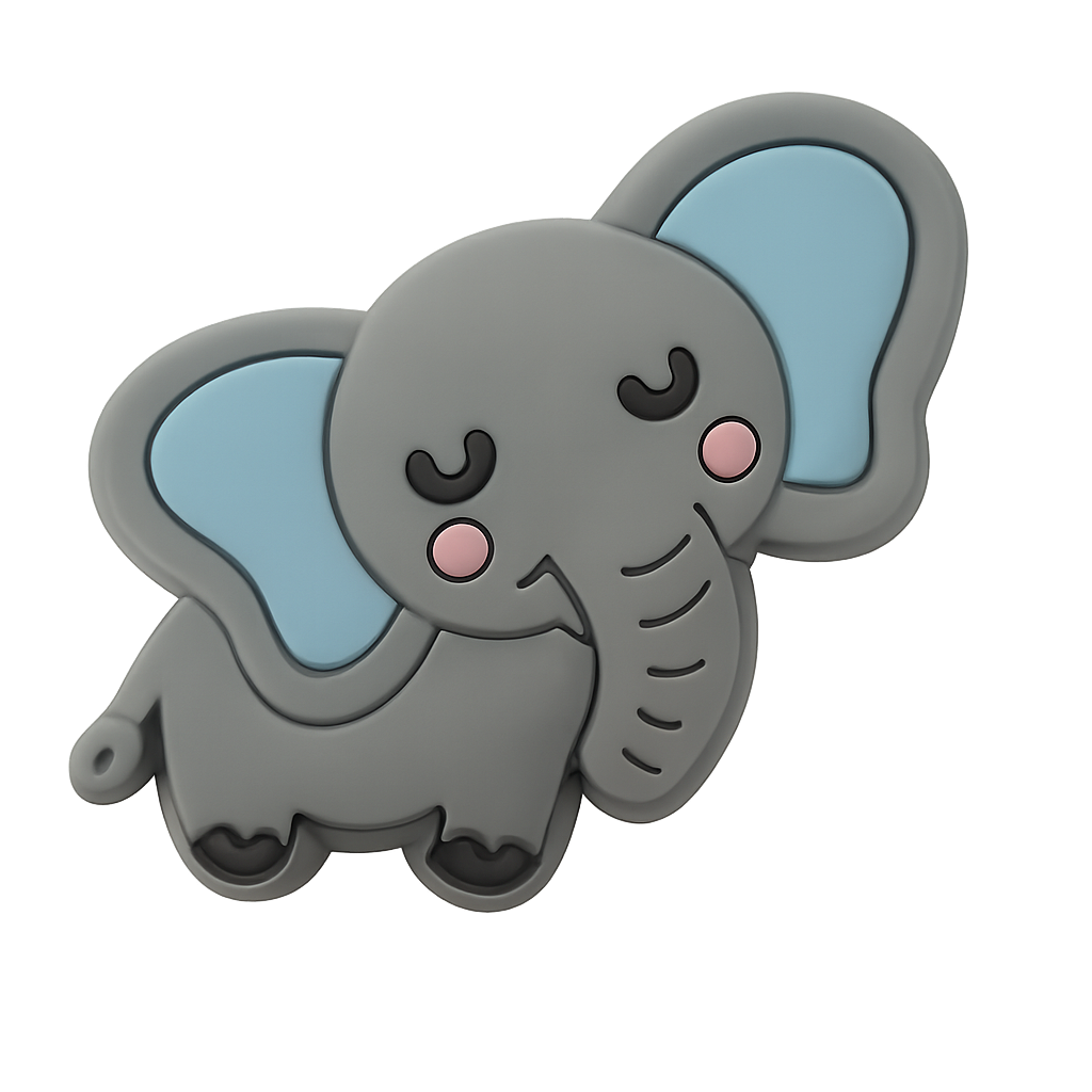 Cute elephant silicone keychain, soft and durable, perfect for kids and adults.