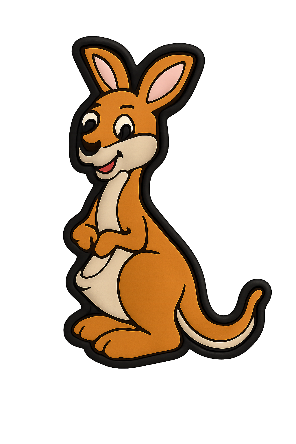 Cute kangaroo patch with embroidered design, perfect for kids' clothing and accessories.