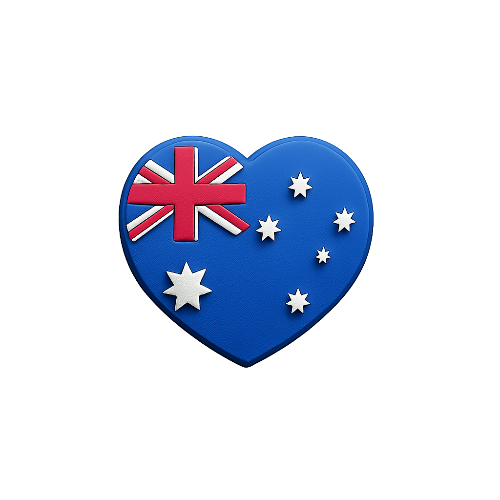 Australian flag heart-shaped mold with Australia Post logo for personalized gifts and crafts.