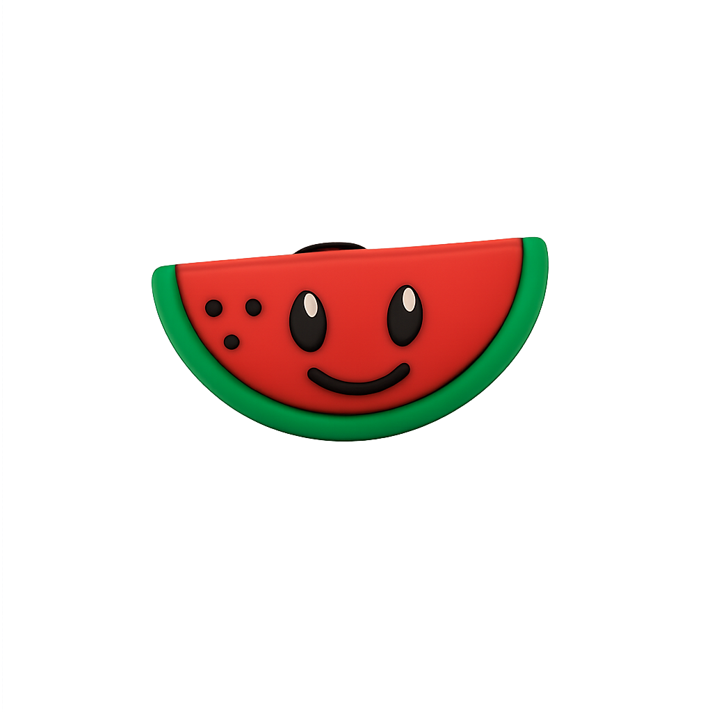 Colorful watermelon-shaped toy with a smiling face, perfect for kids and educational play.