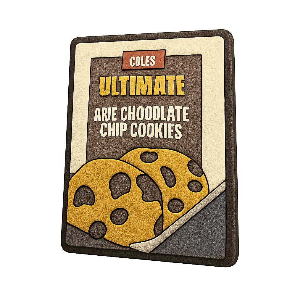 Chocolate chip cookies magnetic fridge magnet with colorful design.