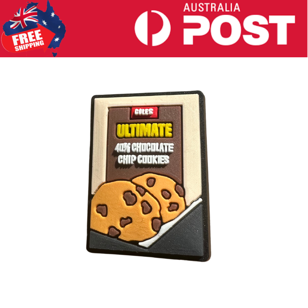 Chocolate chip cookies magnetic fridge magnet with colorful design.