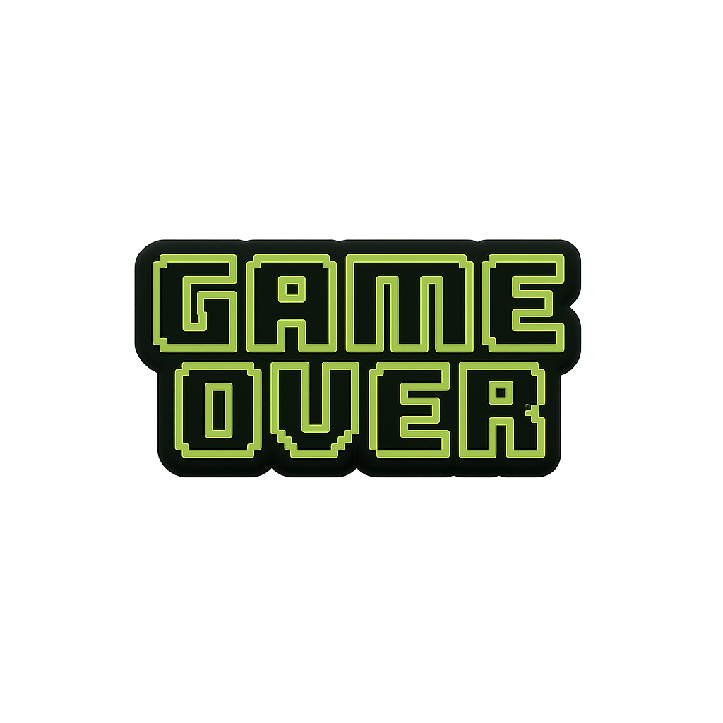 Glow in the dark patches with "Game Over" text, perfect for customizing backpacks and clothing.