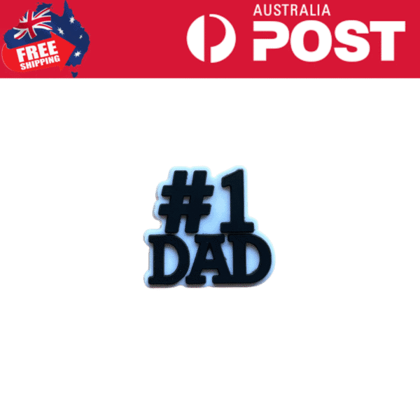 #1 Dad rubber badge, perfect personalized gift for Father's Day and special occasions.