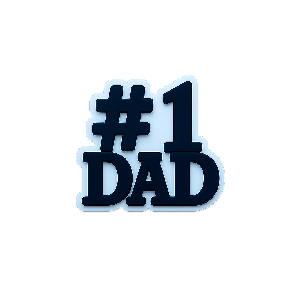 #1 Dad rubber badge, perfect personalized gift for Father's Day and special occasions.