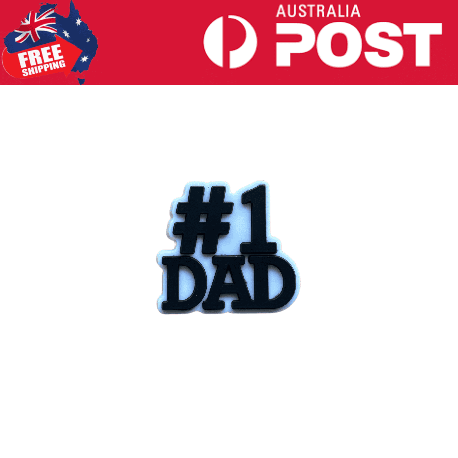#1 Dad rubber badge, perfect personalized gift for Father's Day and special occasions.