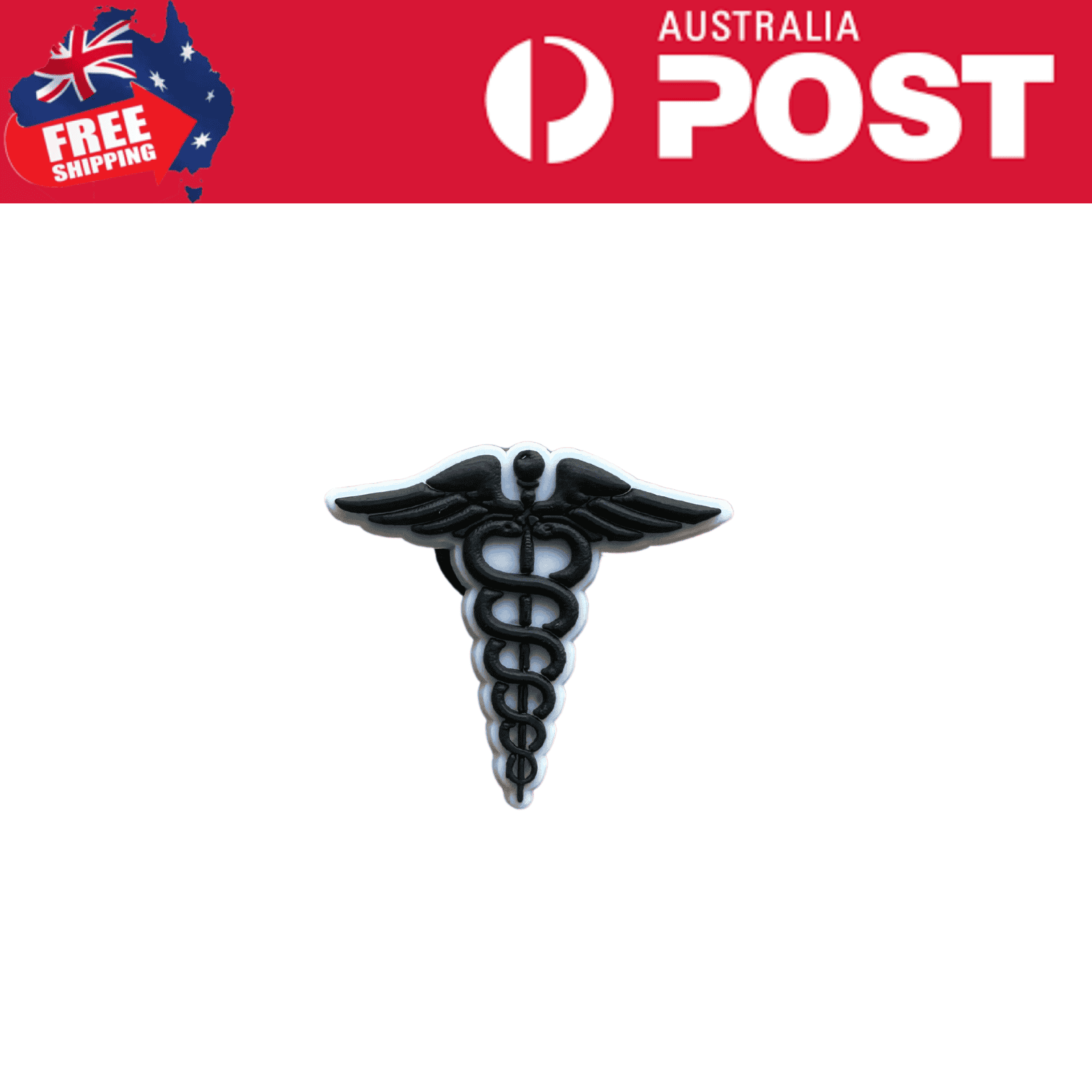 Silhouette of a medical symbol with wings, black and white design, representing healthcare and medical services.