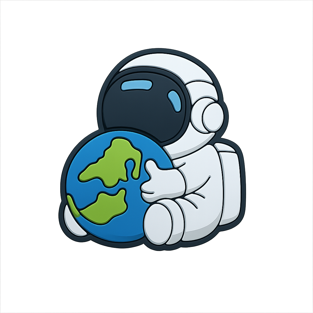 Eco friendly astronaut hugging globe enamel pin, environmental awareness pin, sustainable gift for earth lovers.