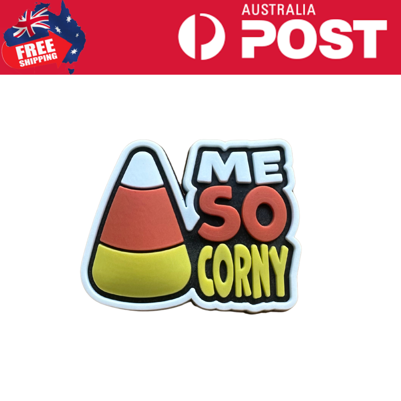 Colorful candy corn-themed "Same So Corny" sticker for fun, suitable for seasonal or novelty decoration.