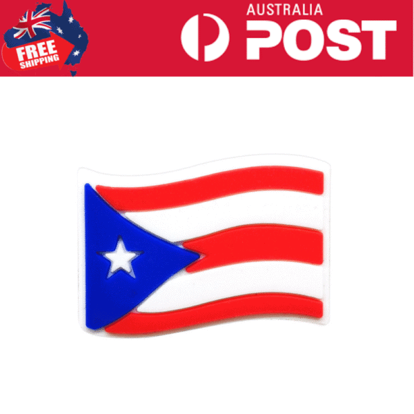 Puerto Rican flag pin badge with red, white, blue colors and star detail, ideal for patriotic accessories.