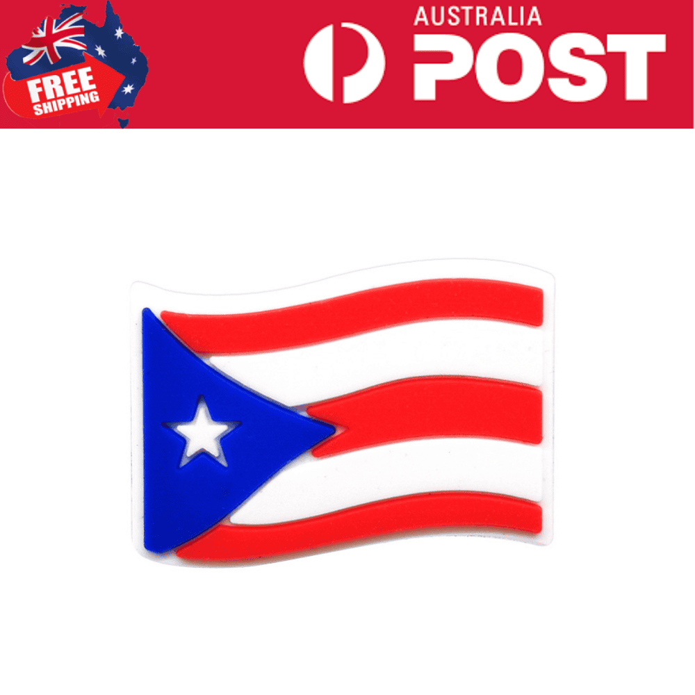 Puerto Rican flag pin badge with red, white, blue colors and star detail, ideal for patriotic accessories.