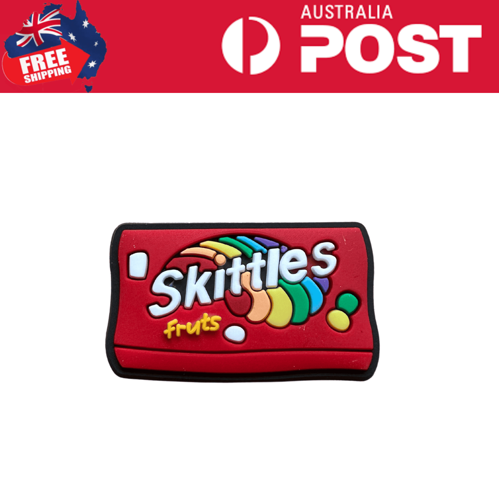 Colorful Skittles Fruits candy rubber keychain for collectibles and accessories.