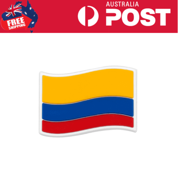 Colombia flag enamel pin, yellow blue red stripes, patriotic lapel accessory for Colombia supporters.