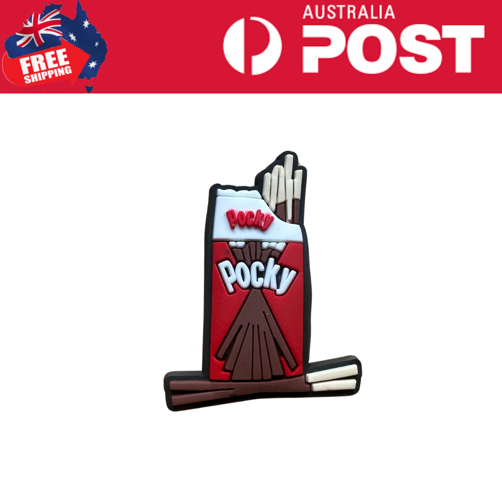 Colorful Pocky-inspired rubber keychain perfect for snack lovers and collectors.
