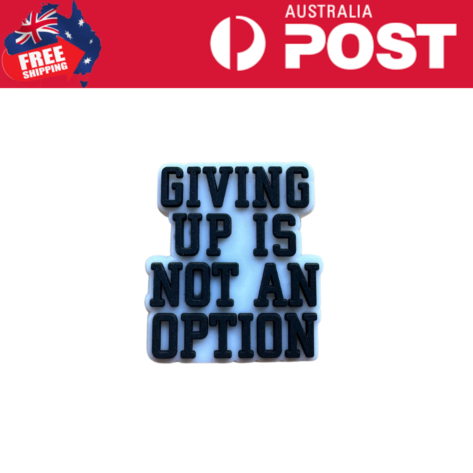 Motivational quote rubber magnet, giving up is not an option, positive mindset, inspirational office decor.