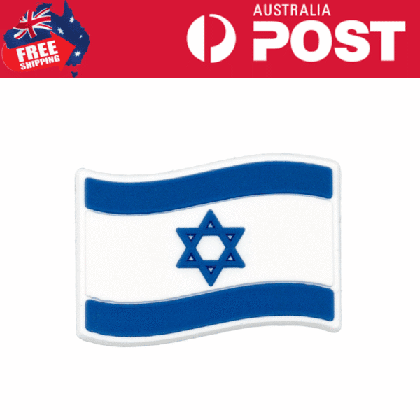 Silicon Israeli flag lapel pin with blue and white colors for patriotic accessories.