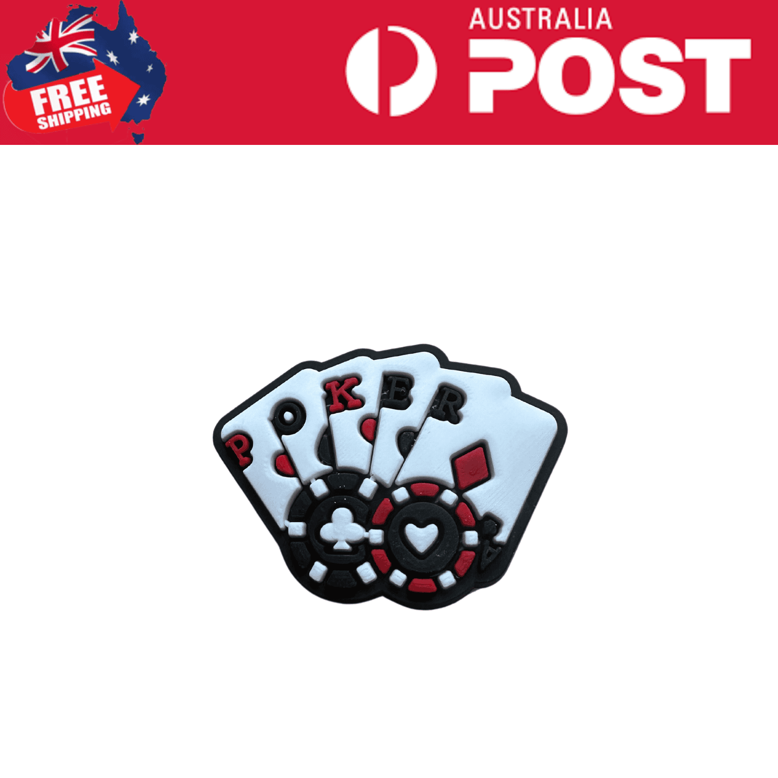 Poker chip bearing playing cards design showcasing poker game accessories for casino or home entertainment.