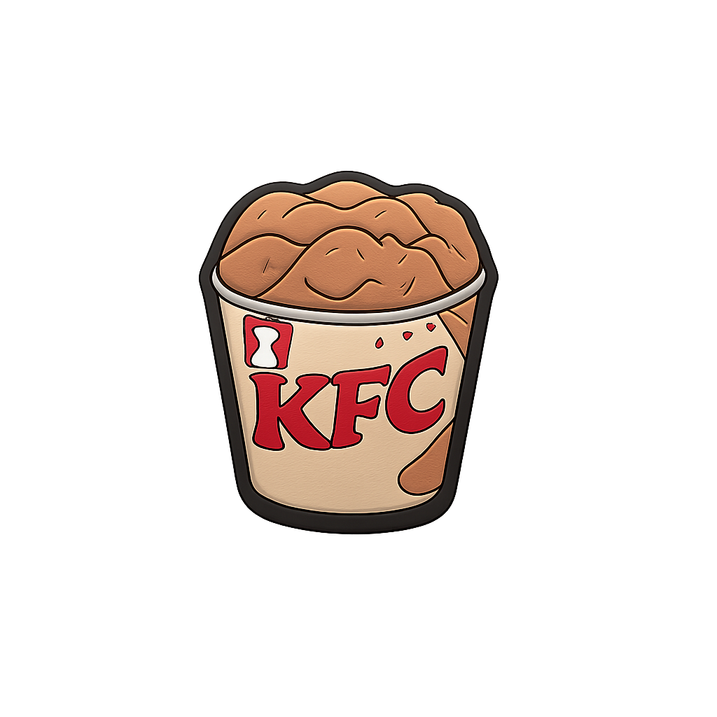 Brain-shaped KFC bucket stress relief toy silicone pin.