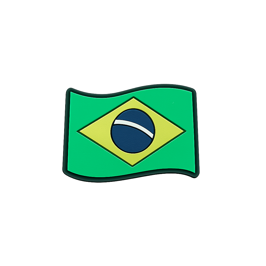 Colorful Brazil flag enamel pin, perfect for travel accessories and collectibles.