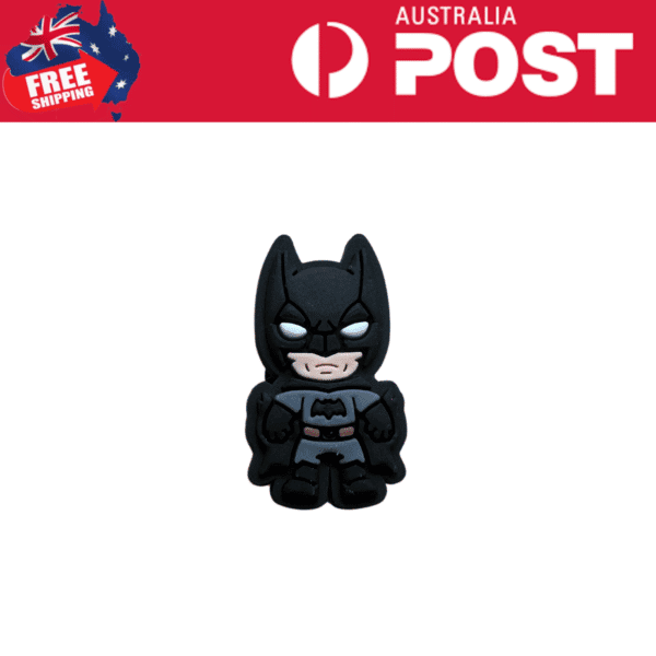Blue batman figurine, collectible black superhero toy, cartoon style, gift for Batman fans.