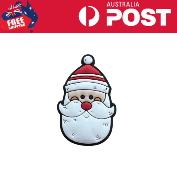 Colorful Santa Claus silicone keychain with red hat and white beard, perfect for Christmas and holiday decorations.