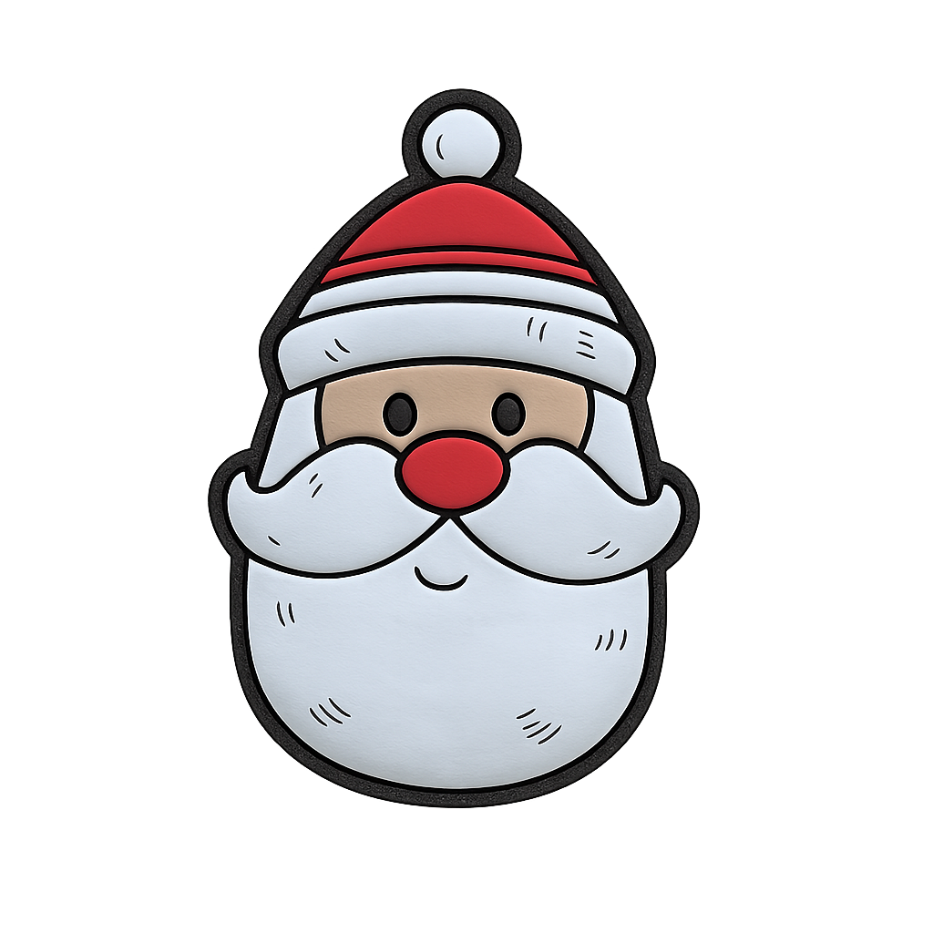 Colorful Santa Claus silicone keychain with red hat and white beard, perfect for Christmas and holiday decorations.