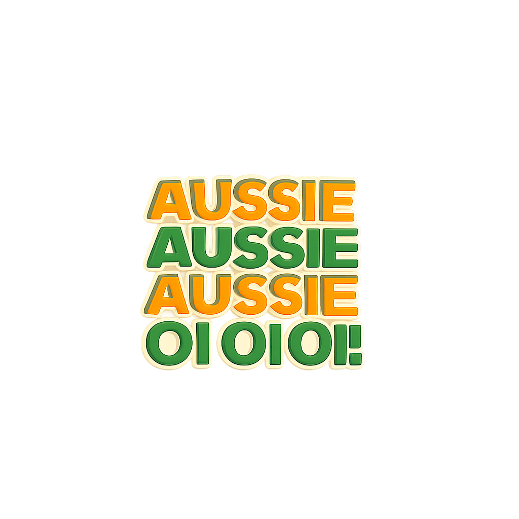 Colorful Aussie-themed enamel pin with "AUSSIE" text and binary code design.