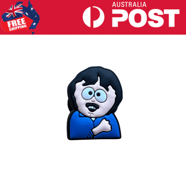 Sticker of a surprised cartoon girl with black hair and blue shirt, expressing confusion or shock.