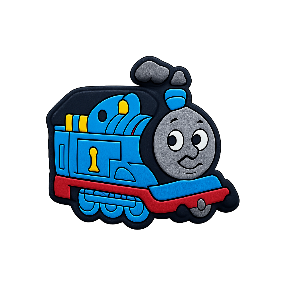 Colorful Thomas the Tank Engine rubber keychain toy, ideal for kids and collectibles.