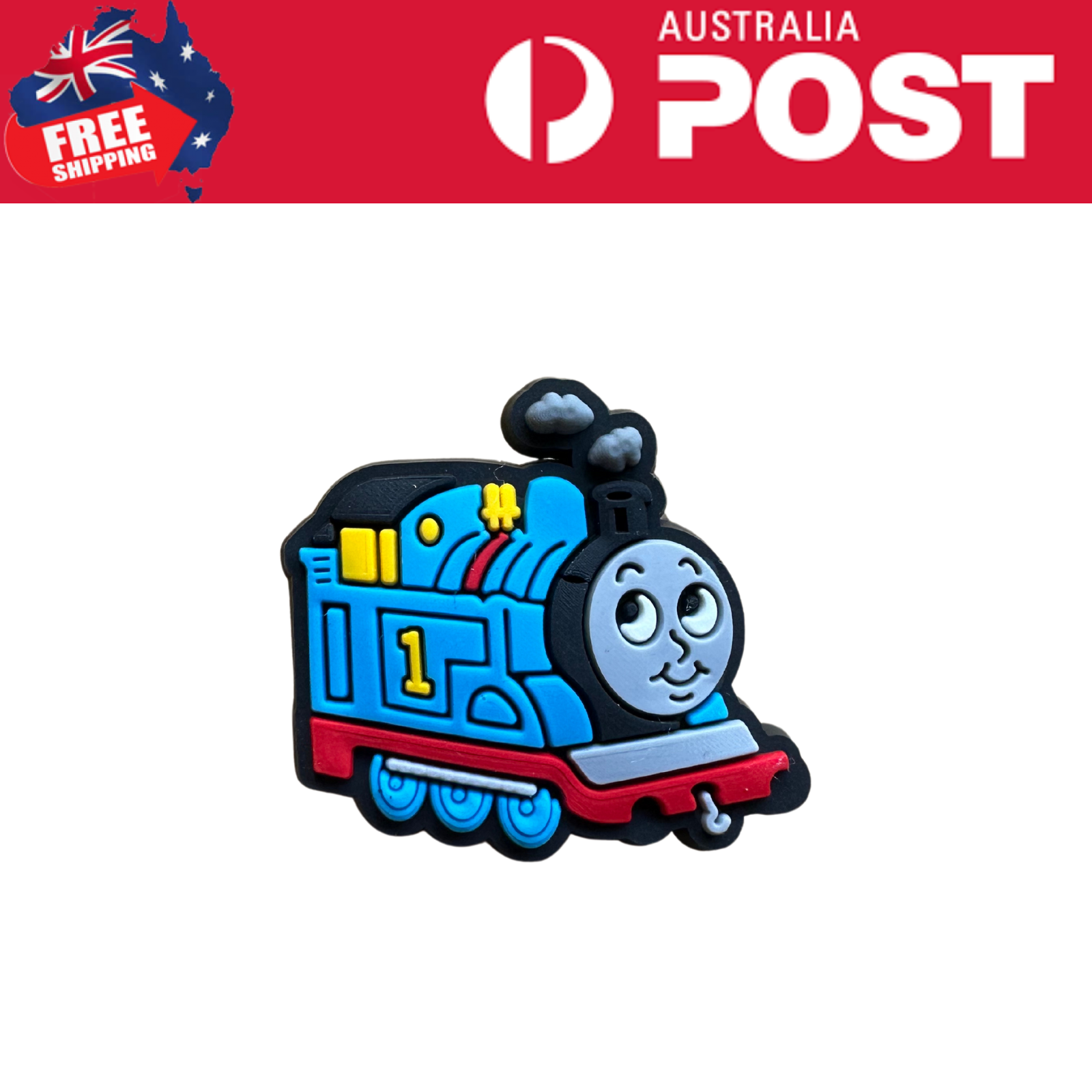 Colorful Thomas the Tank Engine rubber keychain toy, ideal for kids and collectibles.