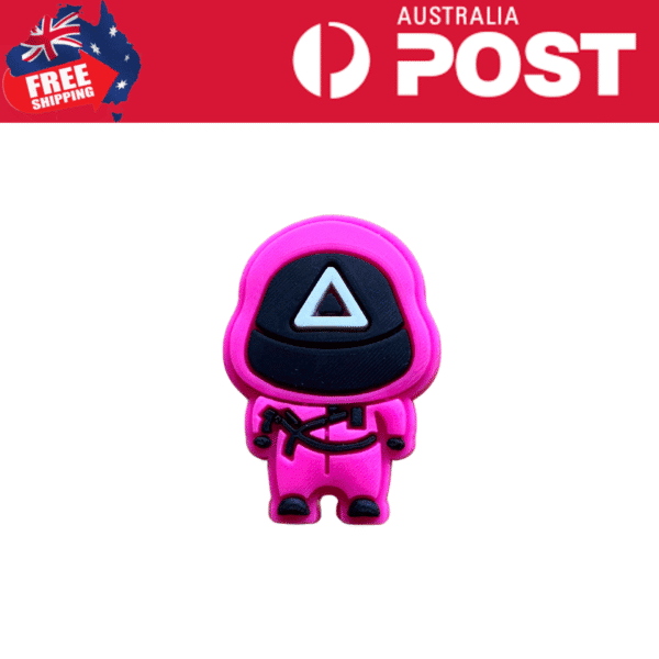 Colorful pink Squid Game-inspired character USB flash drive.