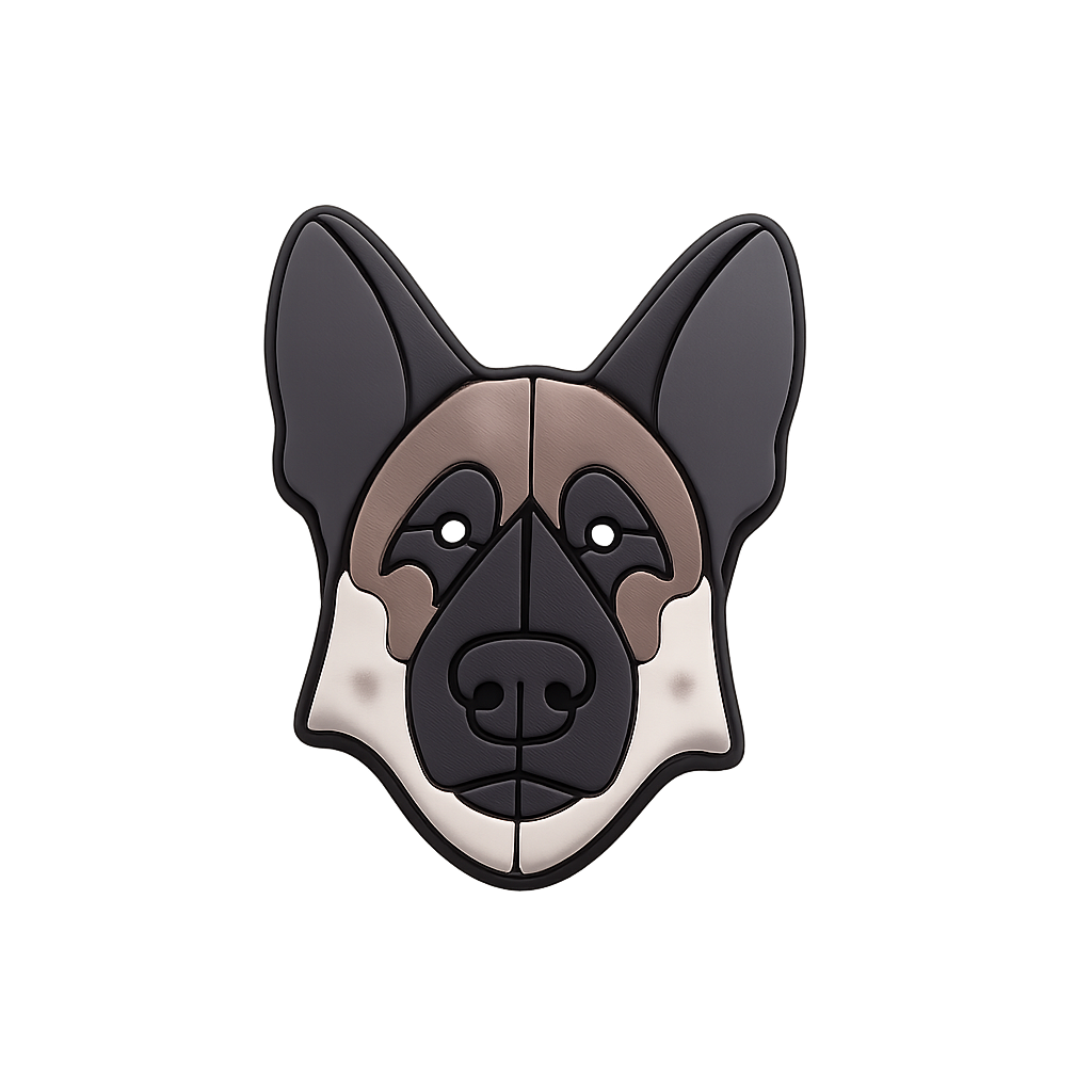 Cute German Shepherd dog face silicone brooch for dog lovers, perfect pet accessory and gifts.