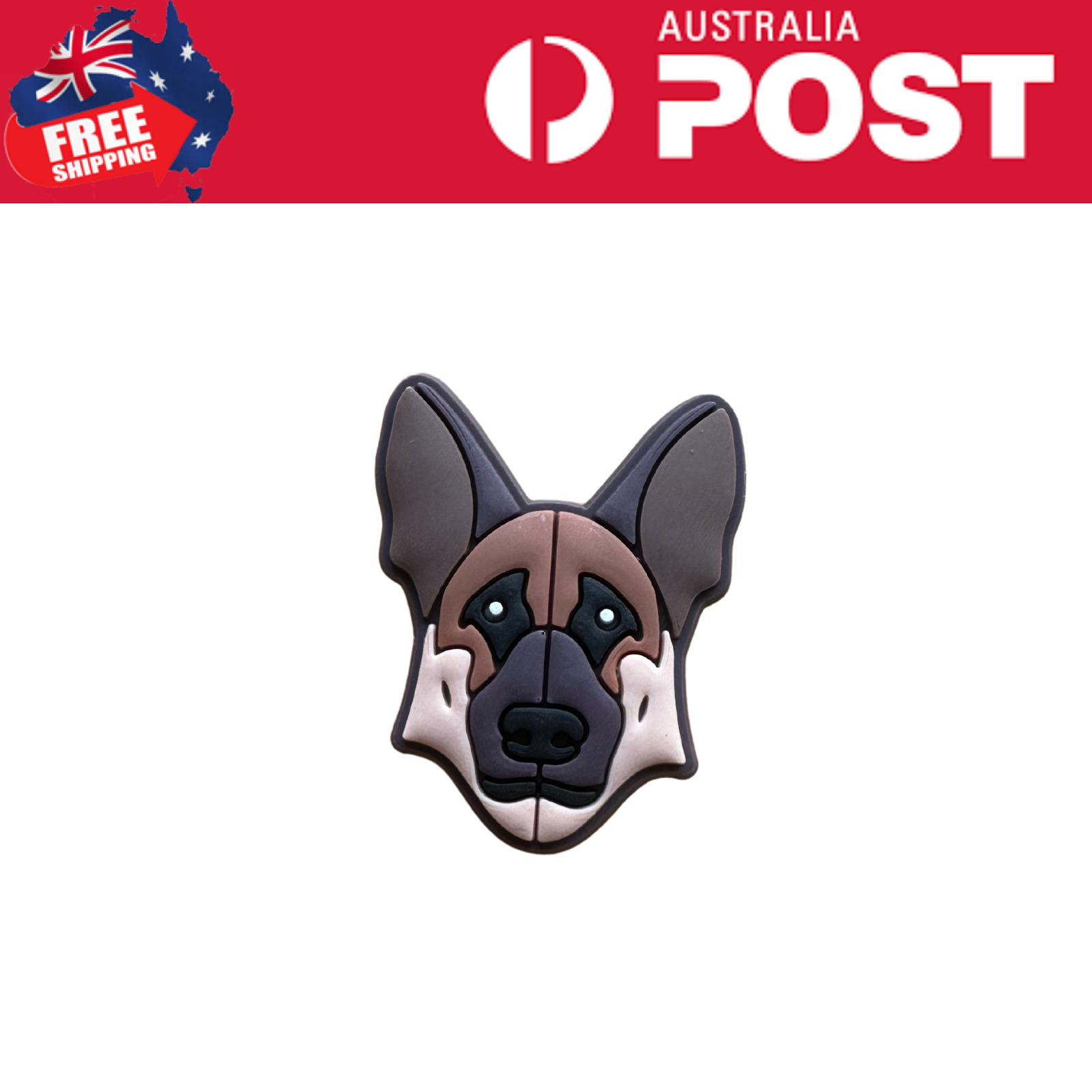 Cute German Shepherd dog face silicone brooch for dog lovers, perfect pet accessory and gifts.