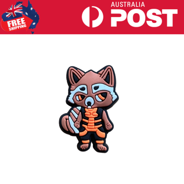 Cute fox-shaped Halloween costume badge with pumpkin accents and a skeleton design, ideal for spooky celebrations.
