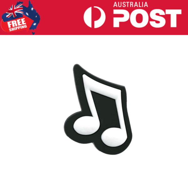 Music note silicone pin for accessories and apparel.