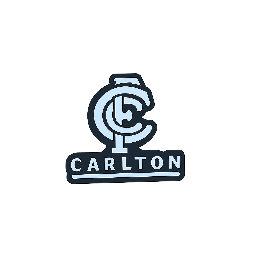 Silver Carlton logo rubber keychain for Australian football fans, stylish collectible accessory.