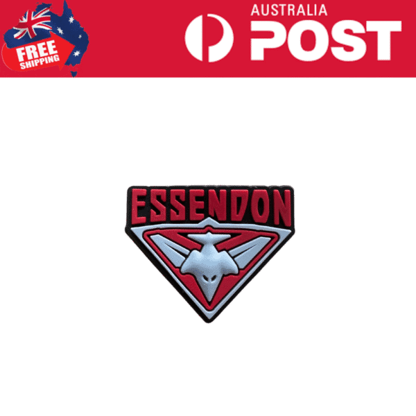 Red ESSENDON football club patch, AFL sports badge and memorabilia, high-quality embroidered team logo, Essendon Bombers fan merchandise.