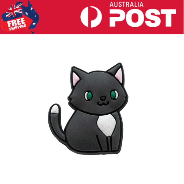 Black cat USB drive with green eyes and pink ear accents, cute animal-themed storage device for computers and laptops.