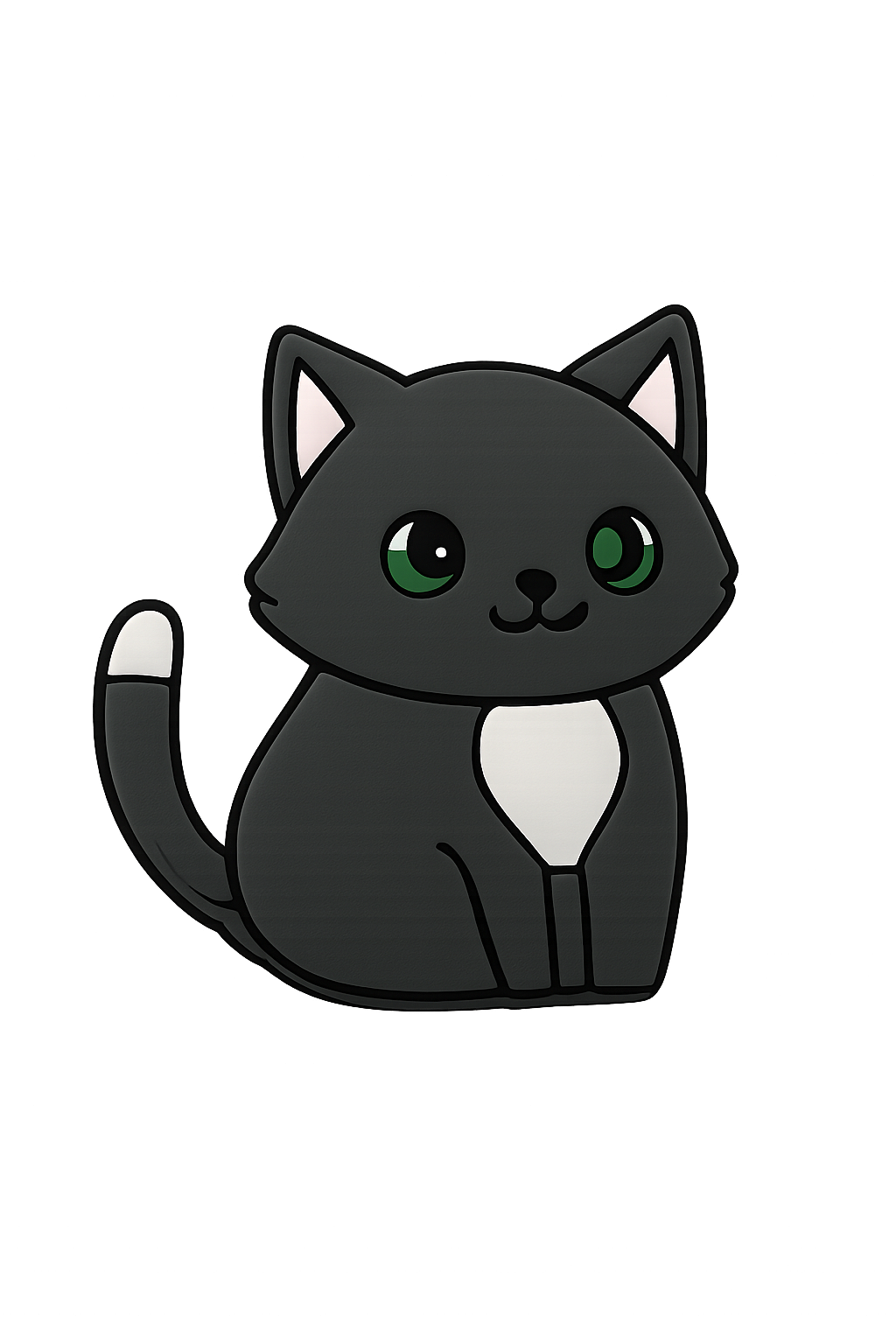 Black cat USB drive with green eyes and pink ear accents, cute animal-themed storage device for computers and laptops.